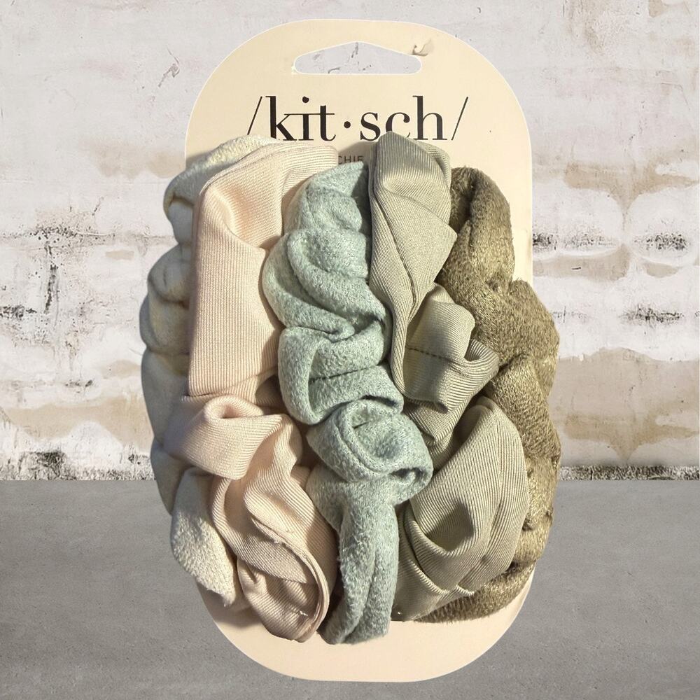 Kitsch $28 Assorted Textured Scrunchies 5pc Set NEW